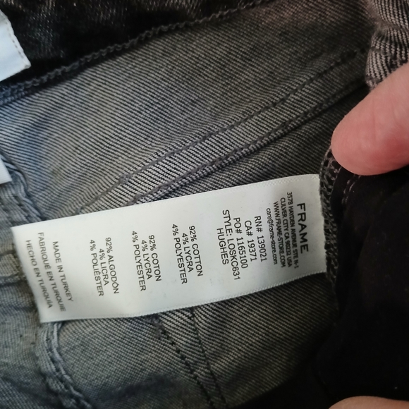 Frame Le One Skinny Crop Jeans In Hughes Black gray Mid Rise Whiskered Size 1 - Picture 10 of 10